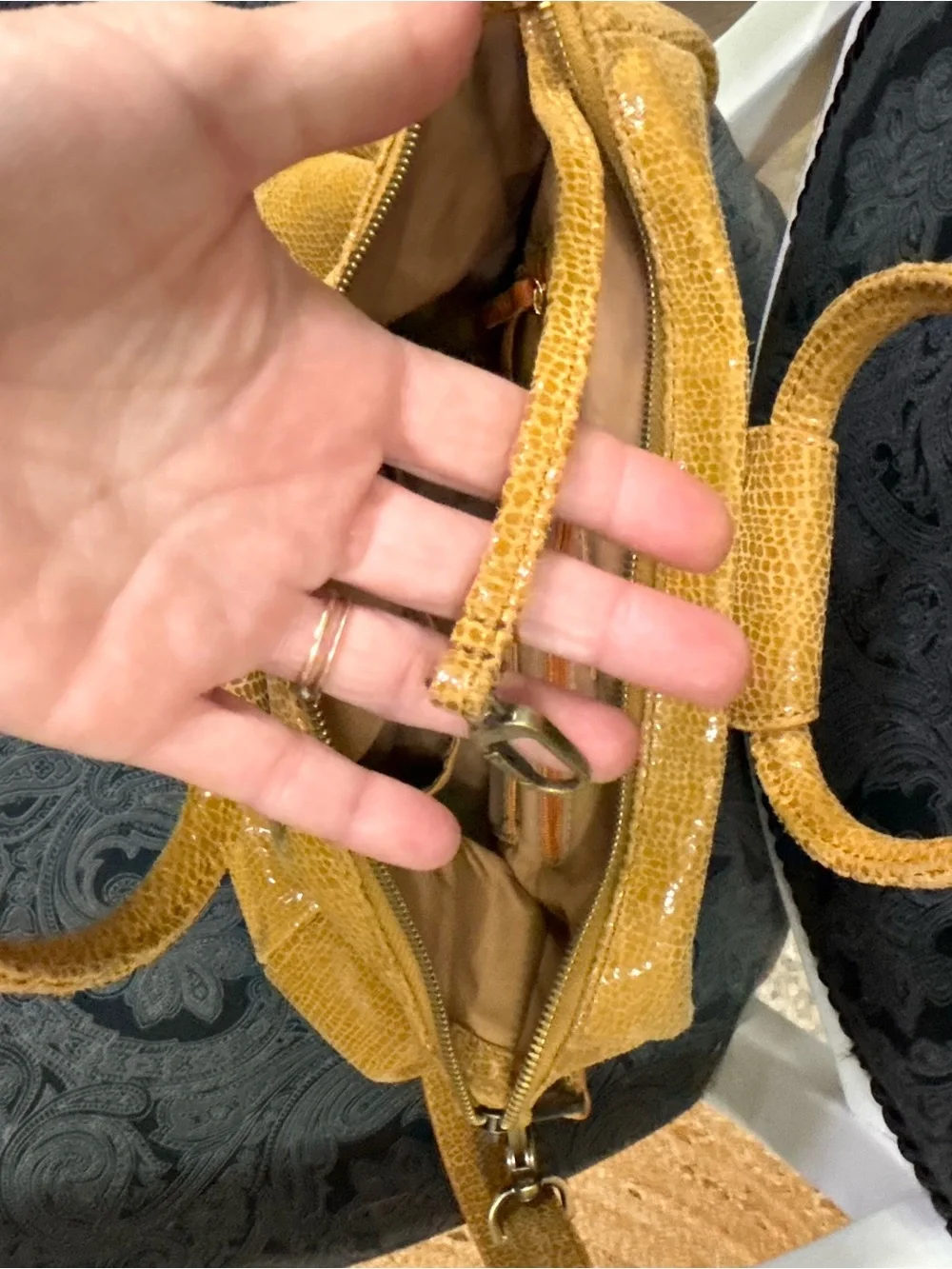 HOBO Women’s Convertible Satchel Handbag in Mustard Tan